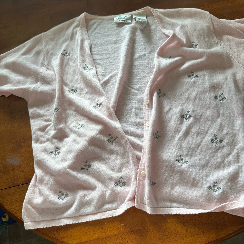 Kathie Lee Collection Pink Floral Cardigan